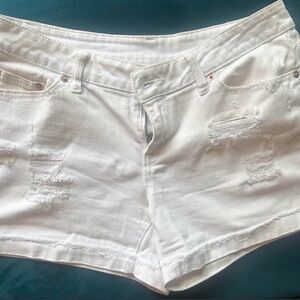 Time and Tru White Distressed Jean Shorts